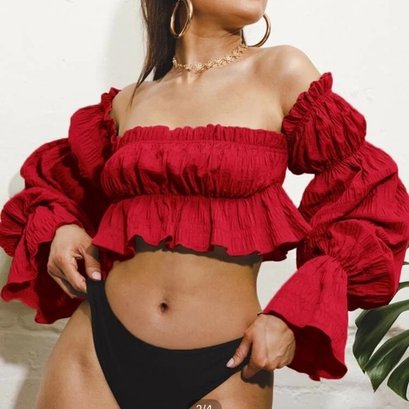 Off shoulder Sleeve Peplum Top❤️‍🔥 - Picture 2 of 3